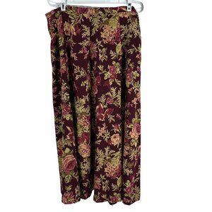 Koret Serendipity Womens Floral Skirt Size 18 Burgundy Lightweight
